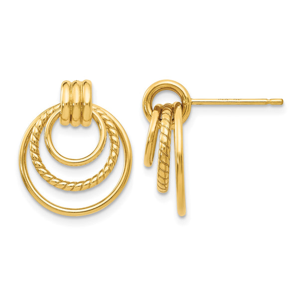 14k Polished and Textured Fancy Post Earrings - Birthstone Company