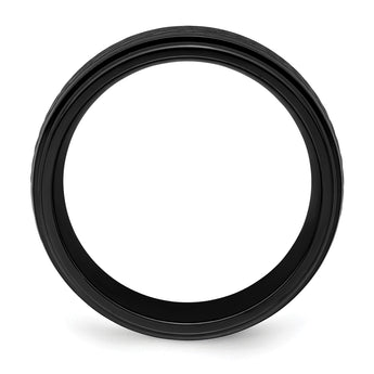 Black Zirconium Polished Ridged Edge 8mm Band - Birthstone Company
