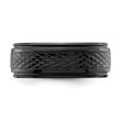 Black Zirconium Polished Ridged Edge 8mm Band - Birthstone Company