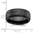 Black Zirconium Polished Ridged Edge 8mm Band - Birthstone Company