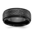 Black Zirconium Polished Ridged Edge 8mm Band - Birthstone Company