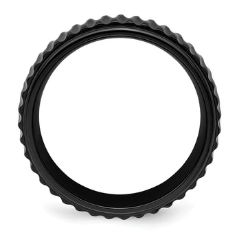 Black Zirconium Polished Grooved 8mm Band - Birthstone Company