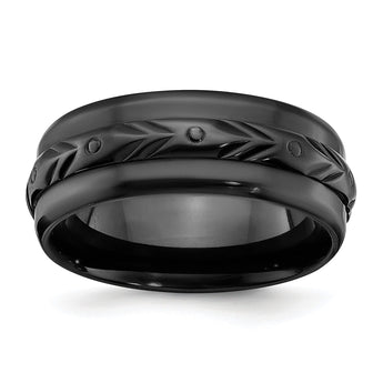 Black Zirconium Polished 8mm Band - Birthstone Company