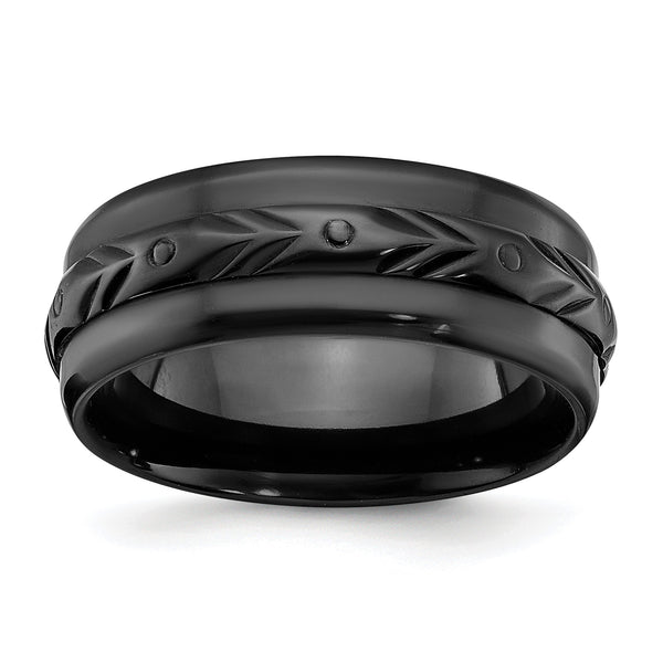 Black Zirconium Polished 8mm Band - Birthstone Company