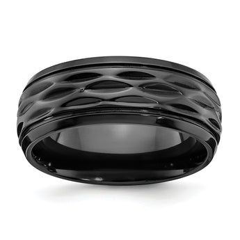 Black Zirconium Polished and D/C 8mm Band - Birthstone Company