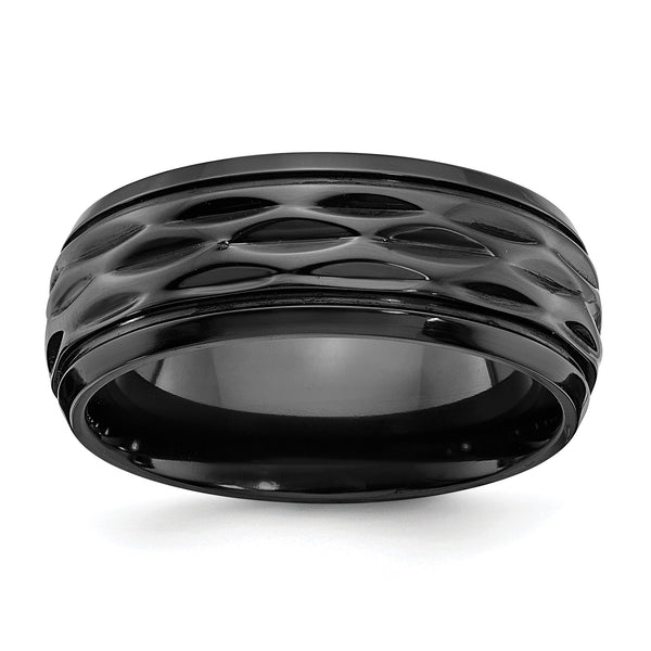 Black Zirconium Polished and D/C 8mm Band - Birthstone Company