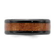 Black Zirconium Polished with Wood Inlay 8mm Band - Birthstone Company
