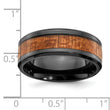 Black Zirconium Polished with Wood Inlay 8mm Band - Birthstone Company
