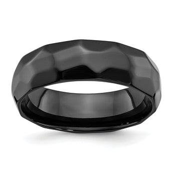 Black Zirconium Polished and Hammered 7mm Band - Birthstone Company