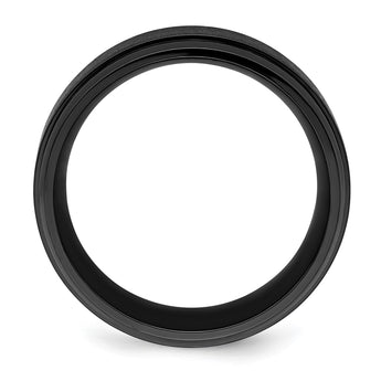Black Zirconium Polished with Brushed Center Beveled Edge 9mm Band - Birthstone Company