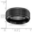 Black Zirconium Polished with Brushed Center Beveled Edge 9mm Band - Birthstone Company