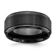 Black Zirconium Polished with Brushed Center Beveled Edge 9mm Band - Birthstone Company
