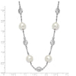 Cheryl 925 Sterling Silver CZ and Pearl Necklace with Polished Rhodium Finish