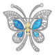 Sterling Silver Opal CZ Butterfly Pin with Rhodium Finish