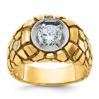 10K Two-tone Nugget Solitaire Diamond Men's Ring