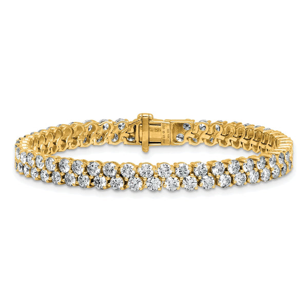 14k 10 1/2 carat Lab Grown Diamond VS+ F+ Complete Round Double Row Tennis Bracelet