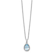 Sterling Silver Rhodium Polished Imitation Aquamarine & CZ Necklace