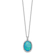 Sterling Silver Necklace with Lab Blue Opal and CZ