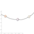 Sterling Silver Multi-Color Pearl Cable Necklace 18 Polished