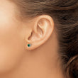 Sterling Silver 4mm Heart Lab-Created Emerald Stud Earrings Polished Finish