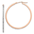 14K Rose Gold Diamond Hoop Earrings with Polished Finish & Hinged Design