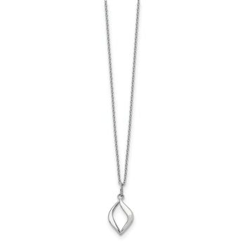 Sterling Silver Diamond Necklace with Rhodium Polish and Extender