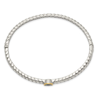 Sterling Silver 14K Gold London Blue Topaz Bangle Elegant Design