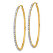 14K Gold Diamond Fascination Large Polished Hoop Earrings for Women