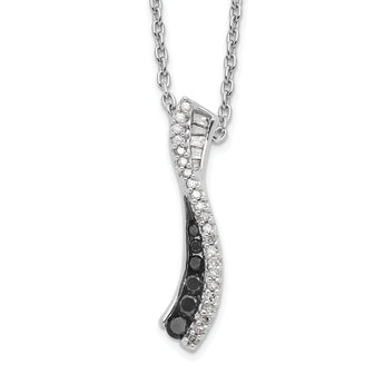 White Night 925 Sterling Silver Diamond Necklace with Black Accents and Extender