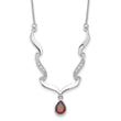 Sterling Silver Garnet & Topaz Necklace with Polished Rhodium Finish