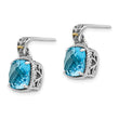 Sterling Silver & 14K Gold Blue Topaz Dangle Earrings