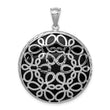 Filigree Onyx Circle Pendant in Sterling Silver, 38mm Diamond-Cut