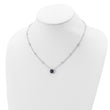 Sterling Silver RH-plated Dark Mystic CZ Halo Pendant on 10-Station Necklac