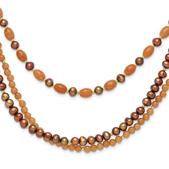 Sterling Silver Gold-plated Multi Stone Adj. 17in or 40in Necklace