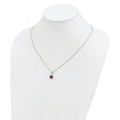 Red Corundum Cubic Zirconia Halo Necklace in Sterling Silver, 18 Inch
