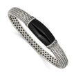 Sterling Silver Onyx Diamond Hinged Bangle Bracelet