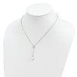 Sterling Silver 925 Polished Pearl CZ Drop Necklace Elegant Women's Jewelry