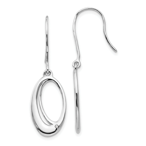 Sterling Silver Diamond Dangle Earrings with Rhodium Polish