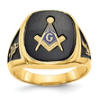 Men's Enamel and Onyx Masonic Ring in 14K Yellow Gold, 3.2mm, Size 10