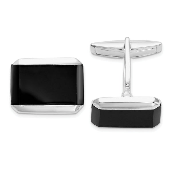 Men's Onyx Cuff Links in Sterling Silver