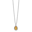 Sterling Silver Rhodium Polished Citrine & CZ Necklace