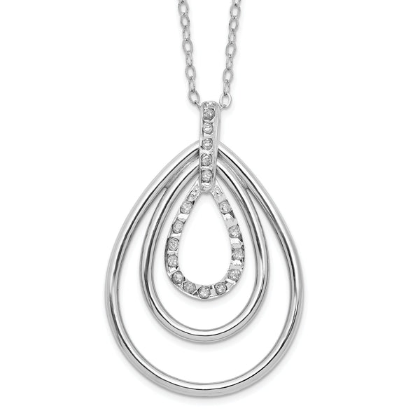 Diamond Triple Teardrop Necklace in Sterling Silver