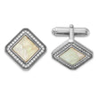 Rhodium-Plated Sterling Silver CZ & Mother of Pearl Cuff Links