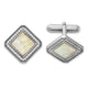 Rhodium-Plated Sterling Silver CZ & Mother of Pearl Cuff Links
