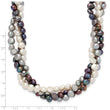 Sterling Silver Rhodium 5-6mm FWC Semi Round Pearl With 2in ext. Necklace