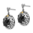 Black Onyx Stud Dangle Earrings in Sterling Silver, 16mm