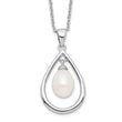 Polished Sterling Silver Pearl Pendant Necklace 17-Inch