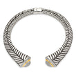 Sterling Silver 14K Gold Diamond Cuff Bracelet with Vintage Elegance