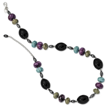 Natural Stone Necklace in Sterling Silver with Extender, 17.5 Inch