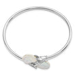 Sterling Silver Keshi Pearl Flexible Bangle with CZ Elegance